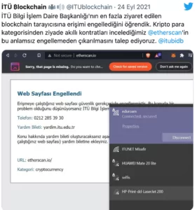 i̇tü blockchain kulübü: etherscan engellendi itü