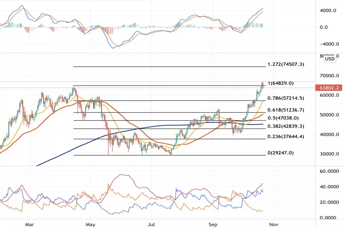 21 Ekim 2021 Bitcoin Fiyat Grafiği