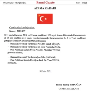 tcmb’den 3 kişi görevden alındı! atama karari 2