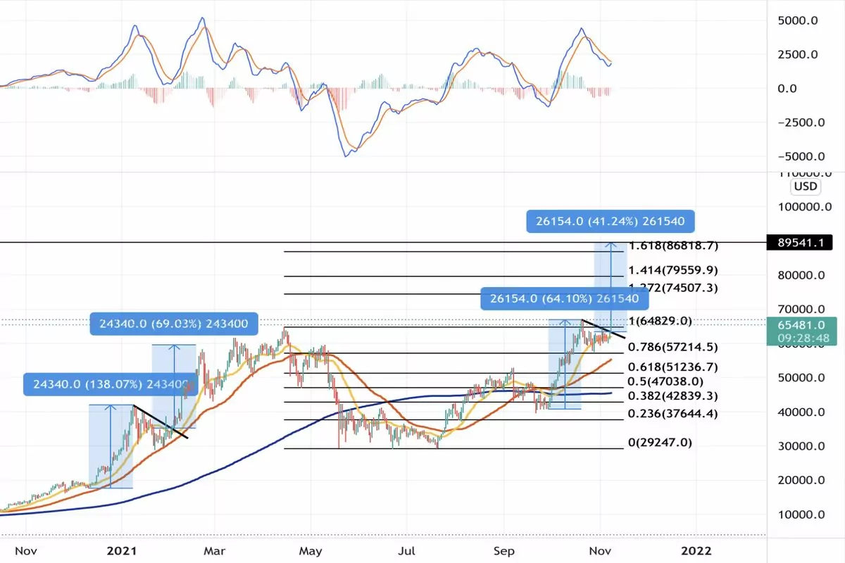8 Kasım 2021 Bitcoin Fiyat Grafiği