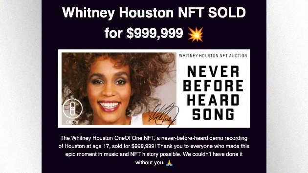 whitney houston şarkısı nft olarak 999.999$'a satıldı m whitneyhouston
