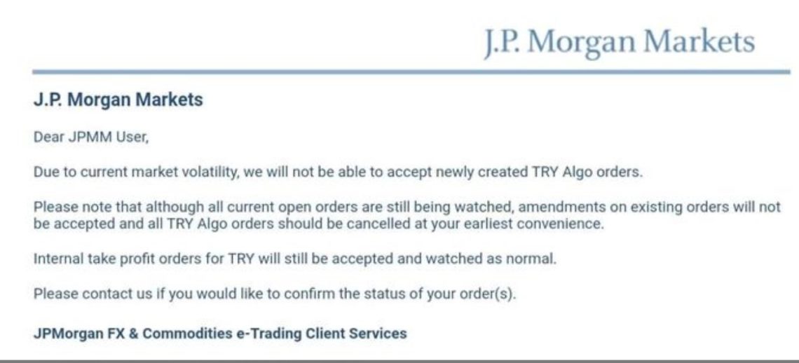 JP Morgan Türk Lirası İşlemlerini Bitirdi jp