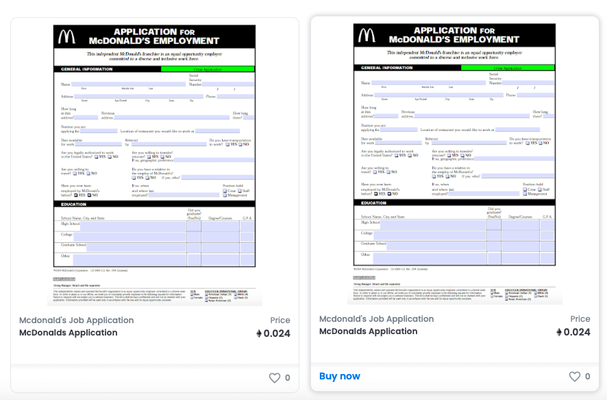 mcdonald’s i̇ş başvuru formu nft olarak satılıyor mcd