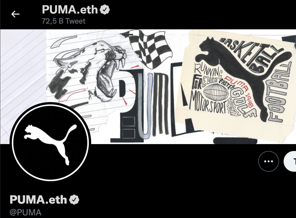puma twitter adını puma.eth olarak değiştirdi ekran resmi 2022 02 23 13.54.37