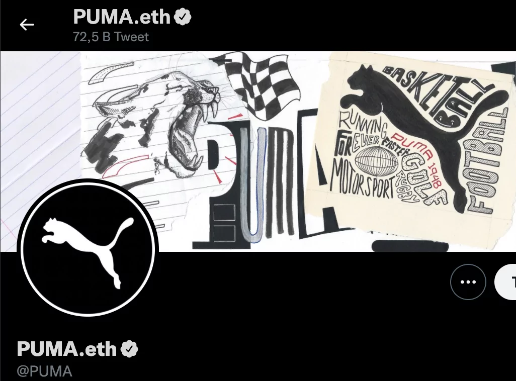 Puma Twitter Adını Puma.eth Olarak Değiştirdi Ekran Resmi 2022 02 23 13.54.37