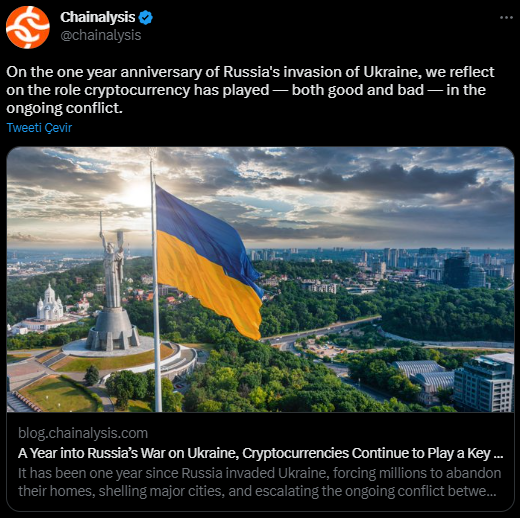 ukrayna i̇çin toplanan kripto bağışları 70 milyon dolara yaklaşıyor chainalysis